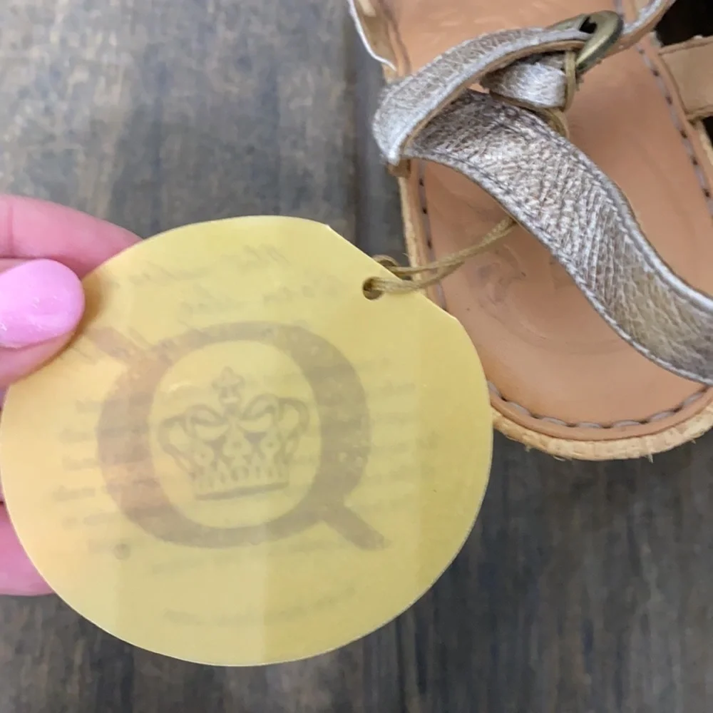 Born Metallic Gold Flower Wedge Sandals